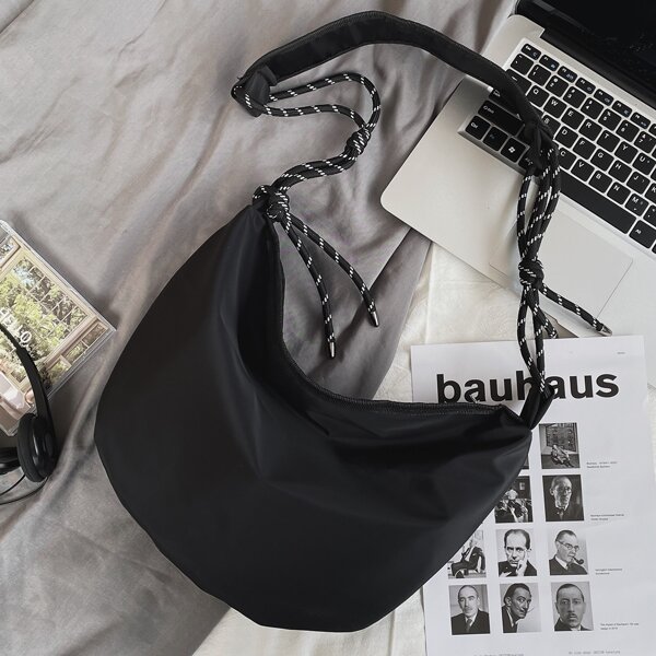 

Minimalist Knot Decor Shoulder Bag, Black