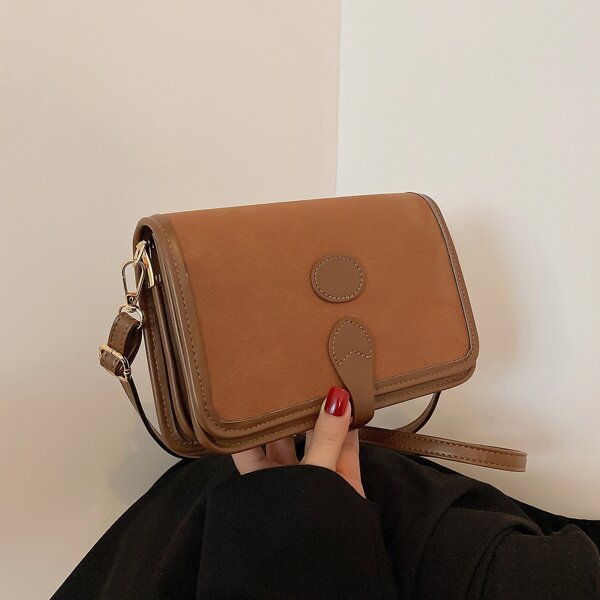 

Minimalist Flap Square Bag, Brown