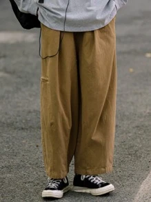 Manfinity Quần Nam Dây kéo Túi màu trơn Đường phố - Lạc đà - Xem 3