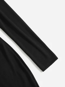 SHEIN Solid Twist Front Dress - Black - View 4