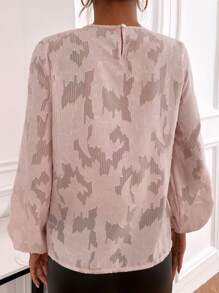 Modelyn 提花燈籠袖按折痕細節襯衫 - 藕粉色 - 查看 2