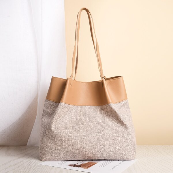 

Colorblock Shoulder Bag, Khaki