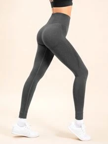 Quần Leggings Thể thao Nữ màu trơn - Màu xám đen - Xem 1