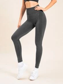 Quần Leggings Thể thao Nữ màu trơn - Màu xám đen - Xem 2