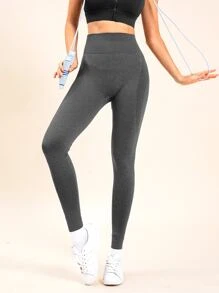 Quần Leggings Thể thao Nữ màu trơn - Màu xám đen - Xem 5