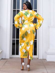 seomiscky 大碼印花前繫帶洋裝 - 彩色 - 查看 2