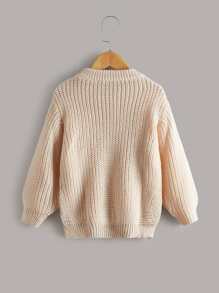 SHEIN Toddler Girls Cable Knit High Low Jumper - Apricot - View 2