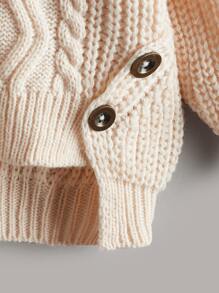 SHEIN Toddler Girls Cable Knit High Low Jumper - Apricot - View 5