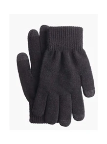 1雙冬天觸摸屏針織手套適用於休閒穿戴 - 黑色 - 查看 2