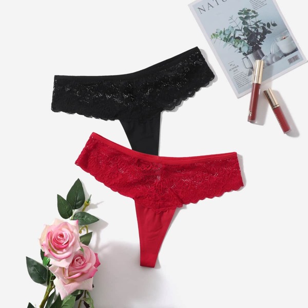 

2pack Floral Lace Panty Set, Multicolor