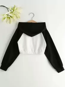 SHEIN Explorewe Girls Colourblock Raglan Sleeve Sweatshirt - Black and White - View 2