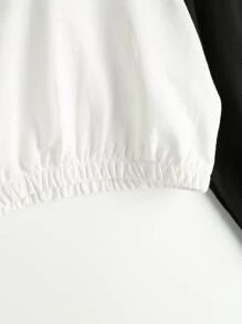 SHEIN Explorewe Girls Colourblock Raglan Sleeve Sweatshirt - Black and White - View 4