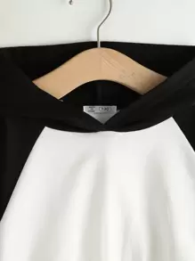 SHEIN Explorewe Girls Colourblock Raglan Sleeve Sweatshirt - Black and White - View 6