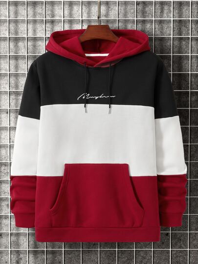Manfinity Men Cut And Sew Letter Graphic Hoodie