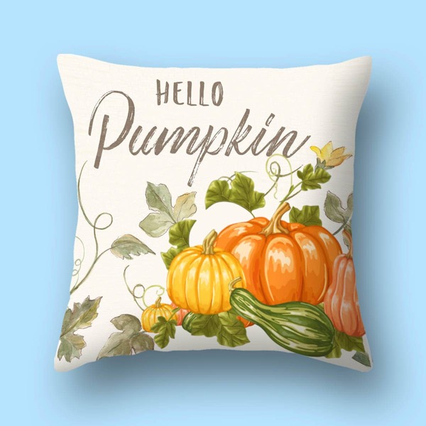 

Pumpkin Print Cushion Cover Without Filler, Multicolor