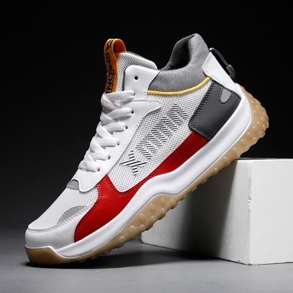 

Men Colorblock Hollow Out Lace-up Front Sneakers, Multicolor