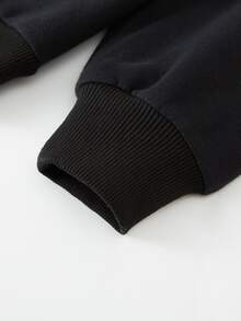 Niños Cazadora tipo bomber con bordado de letra panel en contraste - Negro - Ver 3