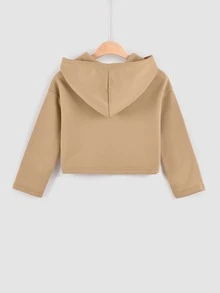 Tween Girl Heart & Letter Graphic Sweatshirt - Khaki - View 2