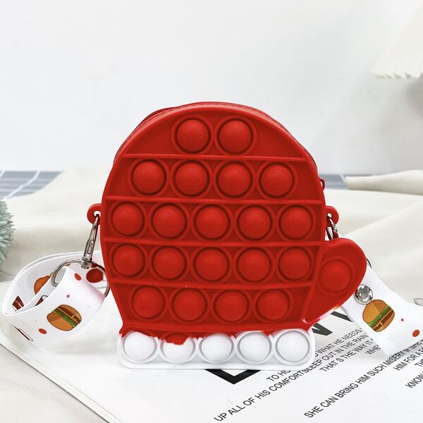 

Girls Cartoon Design Bubble Crossbody Bag, Red