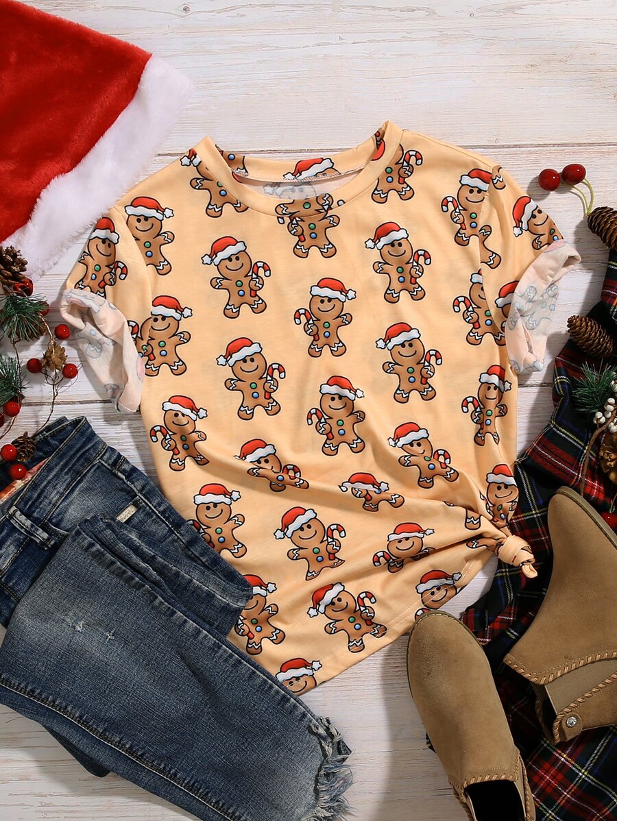 Plus Christmas Print Tee - Multicolor - View 1