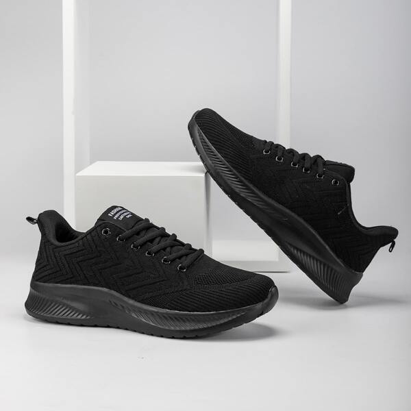 

Men Chevron Pattern Running Shoes, Black