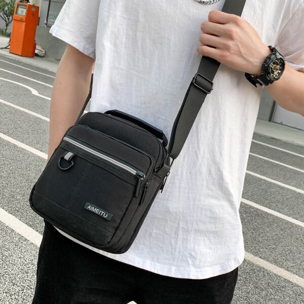 

Men Minimalist Crossbody Bag, Black