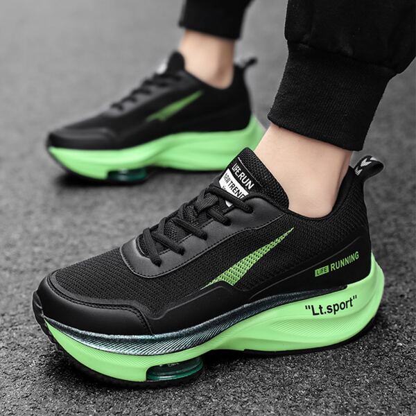 

Men Two Tone Breathable Running Shoes, Black