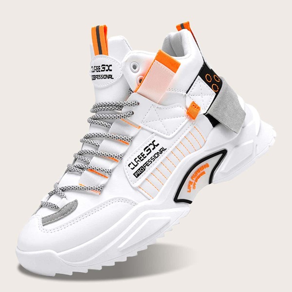 

Men Letter Graphic Lace-up Front Sneakers, White
