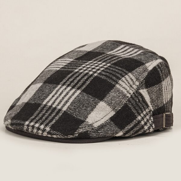 

Men Plaid Pattern Beret, Multicolor