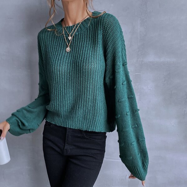

Drop Shoulder Solid Sweater, Cadet blue