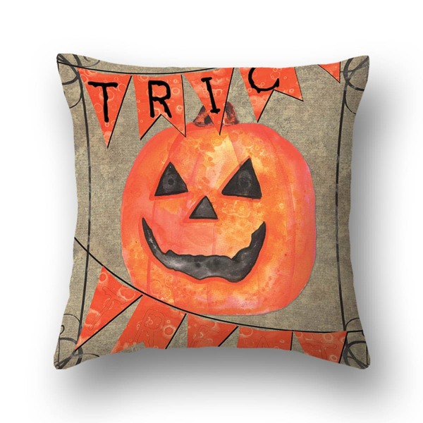 

Halloween Pumpkin Print Cushion Cover Without Filler, Multicolor