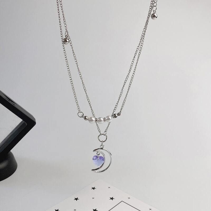 

Moon Layered Necklace, Multicolor