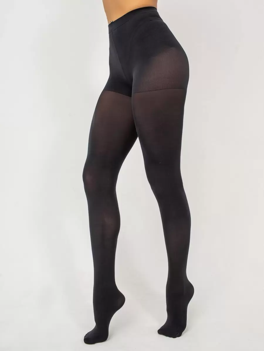 Plain Black Snag Tights For Women - Black - View 1