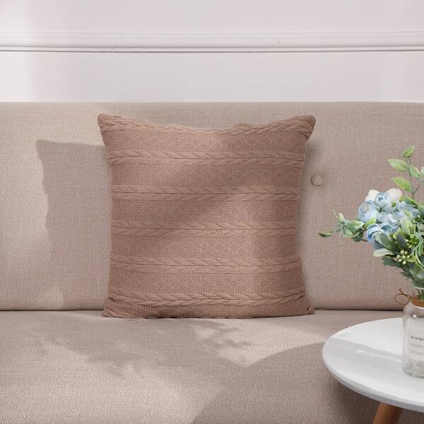 

1pc Geometric Pattern Cushion Cover Without Filler, Khaki