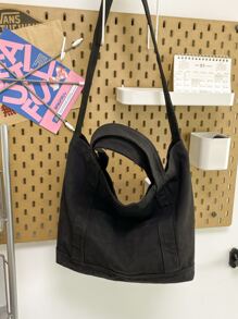 Lightweight,Business Casual Minimalist Shoulder Tote Bag For Teen Girls Women College Students,Rookies & White-collar Workers Perfect for Office,College,Work ,Business,Commute - Black - View 4