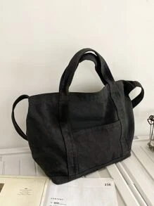 Lightweight,Business Casual Minimalist Shoulder Tote Bag For Teen Girls Women College Students,Rookies & White-collar Workers Perfect for Office,College,Work ,Business,Commute - Black - View 3