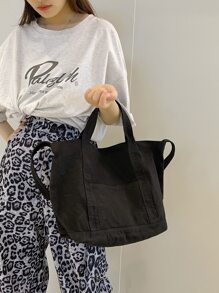 Lightweight,Business Casual Minimalist Shoulder Tote Bag For Teen Girls Women College Students,Rookies & White-collar Workers Perfect for Office,College,Work ,Business,Commute - Black - View 5