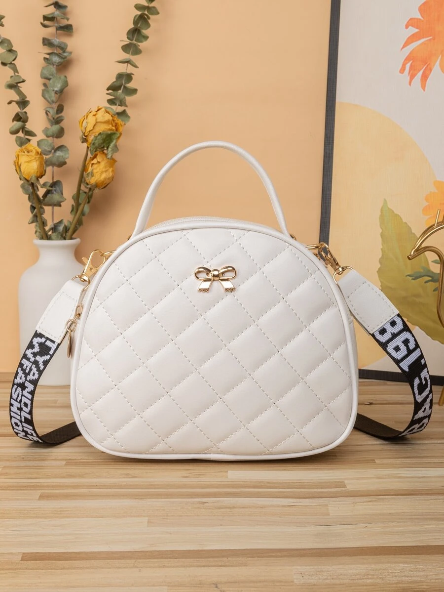 Bolso cartera guateado con diseño metal - Blanco - Ver 1