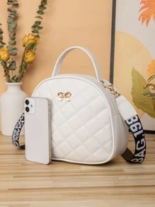 Bolso cartera guateado con diseño metal - Blanco - Ver 3