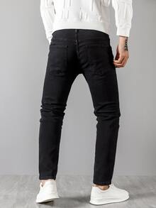 Manfinity Quần Jeans Nam Túi Bị tách màu trơn - màu đen - Xem 2