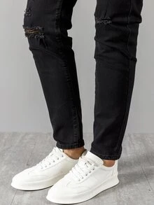 Manfinity Quần Jeans Nam Túi Bị tách màu trơn - màu đen - Xem 7