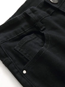 Manfinity Hombres Jeans rotos con bolsillo oblicuo - Negro - Ver 3