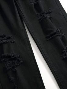 Manfinity Hombres Jeans rotos con bolsillo oblicuo - Negro - Ver 5