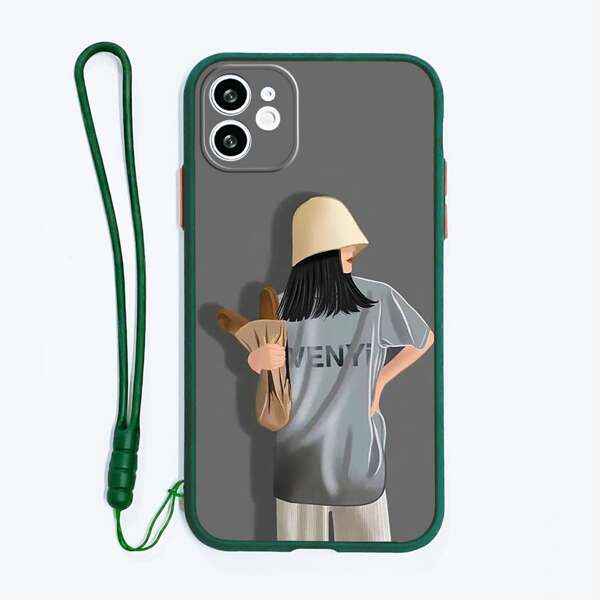

Girl Painted Phone Case With Lanyard, Multicolor