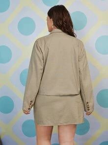 SHEIN Frenchy Plus Plaid Open Front Blazer - Multicolor - View 2
