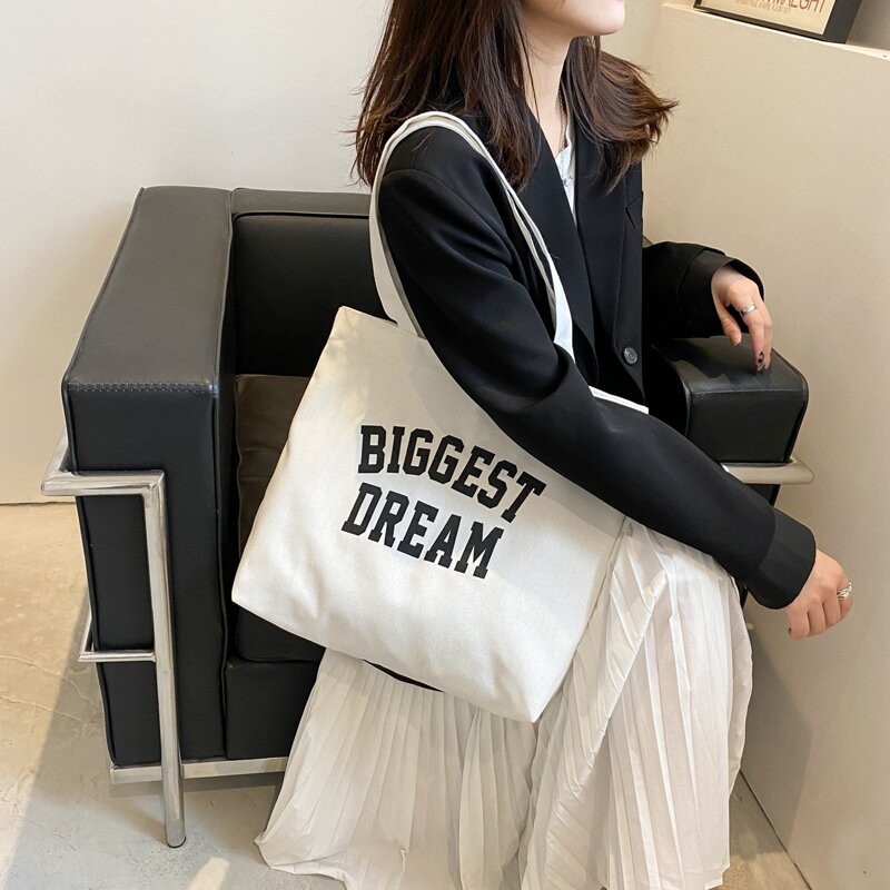 

Letter Graphic Tote Bag, Black and white