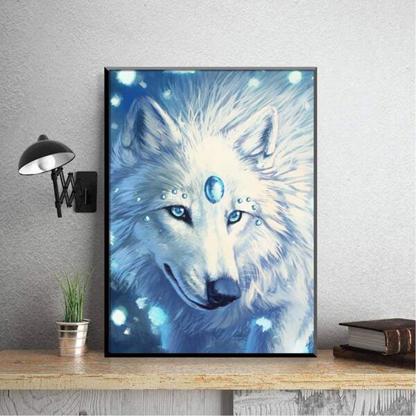 

Wolf Print DIY Diamond Unframed Painting, Multicolor