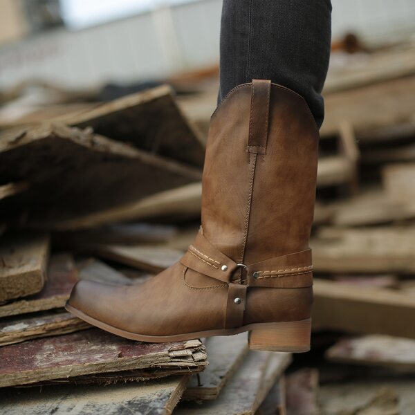 

Vintage Studded Decor Western Boots, Brown
