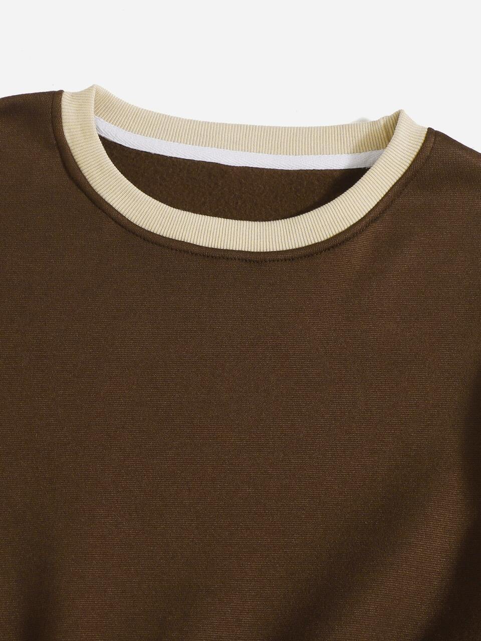 Contrast Binding Crop Sweatshirt
