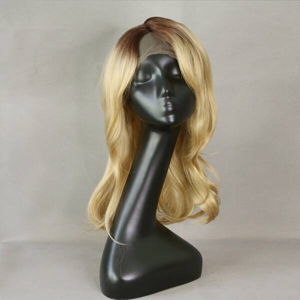 

13*1 Lace Front Long Curly Synthetic Wig, Gold